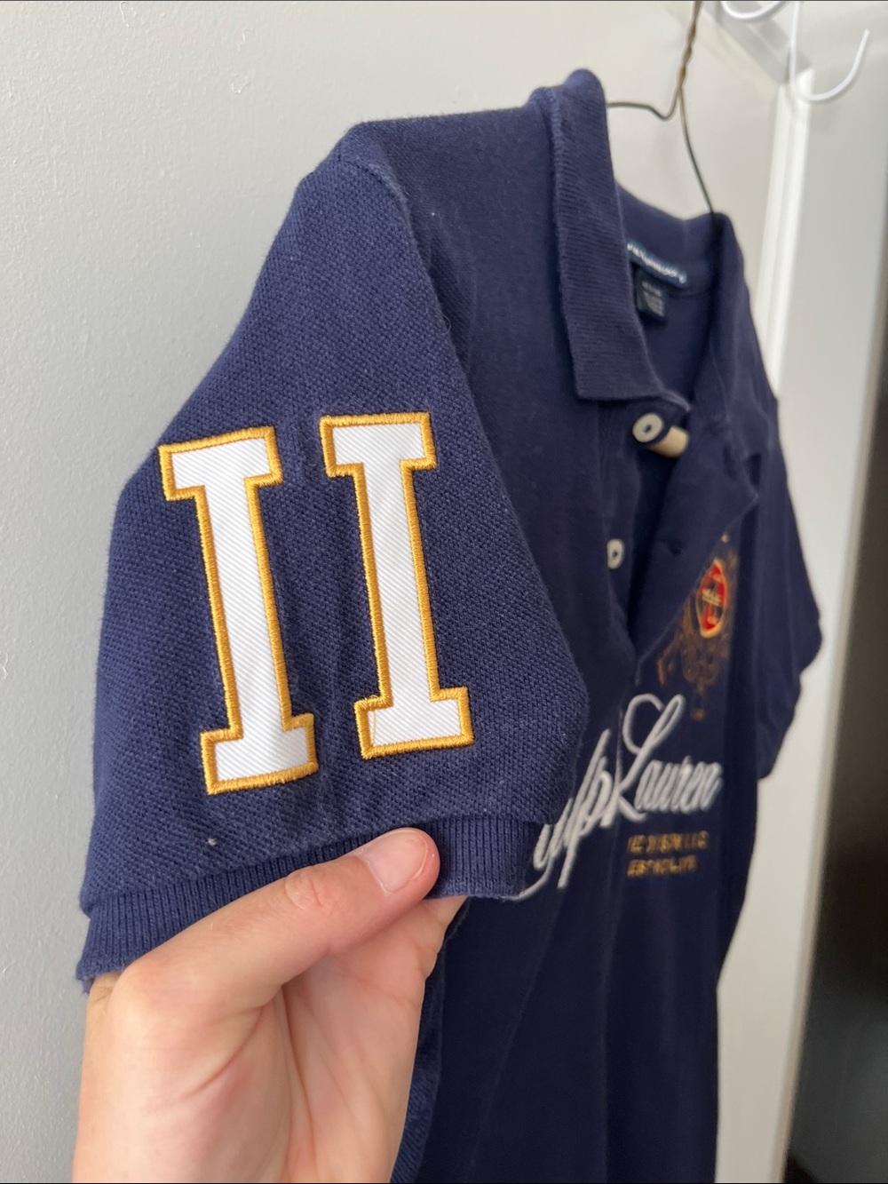 Ralph Lauren Navy Polo with Embroidered Crest & Script Medium - Picture 3 of 4
